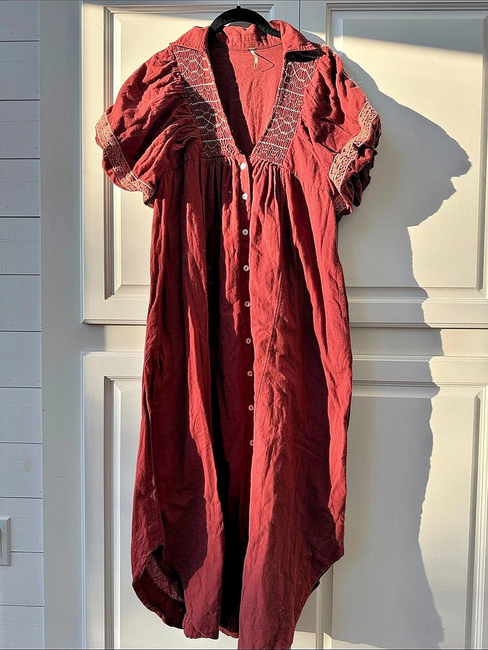 Free People Red Embroidered Maxi Dress